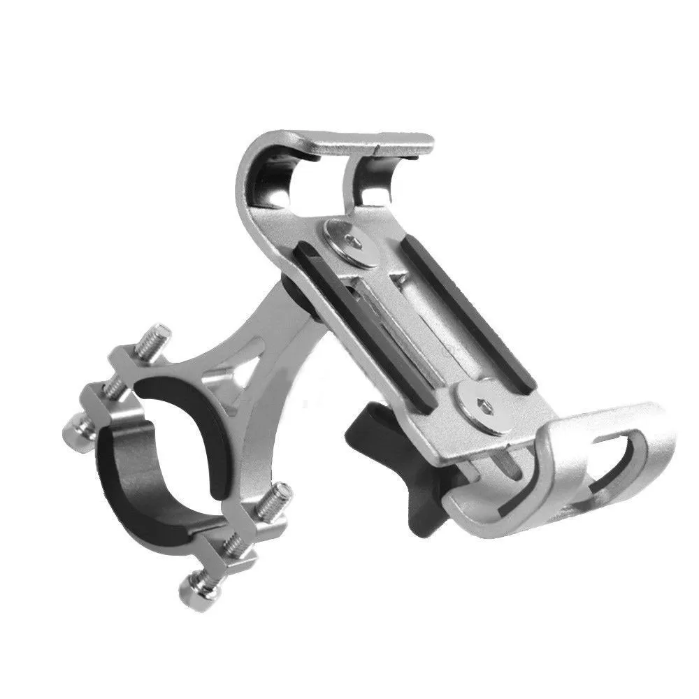 Bicycle aluminum alloy phone holder mounted on handlebar, 360 rotatable, fits 3.5-6.5 inch phone