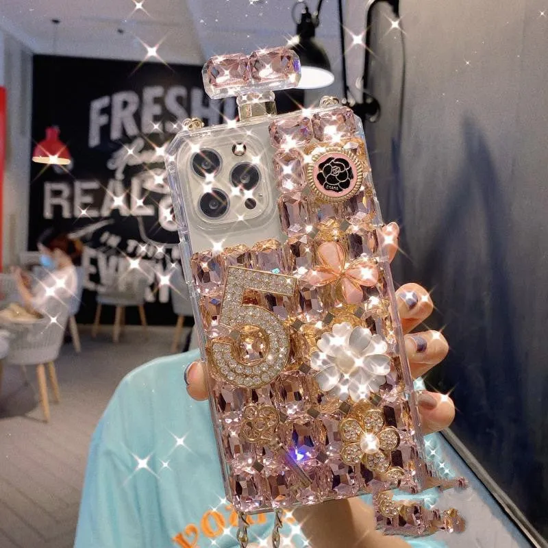 Luxury rhinestone TPU phone case in purple for iPhone 12 series