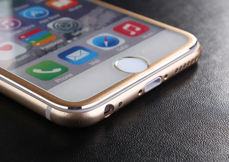 Black tempered glass full screen cover with titanium alloy frame for iPhone models