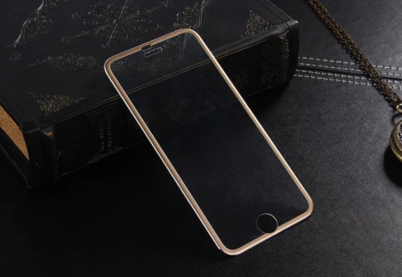 Black tempered glass full screen cover with titanium alloy frame for iPhone models