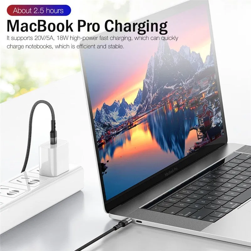 100W USB-C to USB-C PD fast charging cable in black with aluminium alloy connector shell