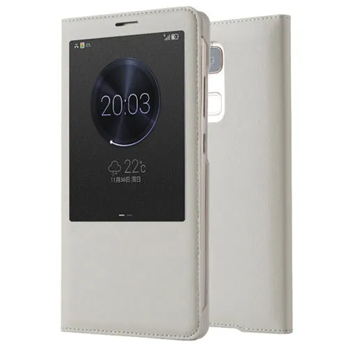 Huawei flip silicone phone case for Mate 7 in imitation leather clamshell design Coffee colour