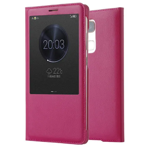 Huawei flip silicone phone case for Mate 7 in imitation leather clamshell design Coffee colour