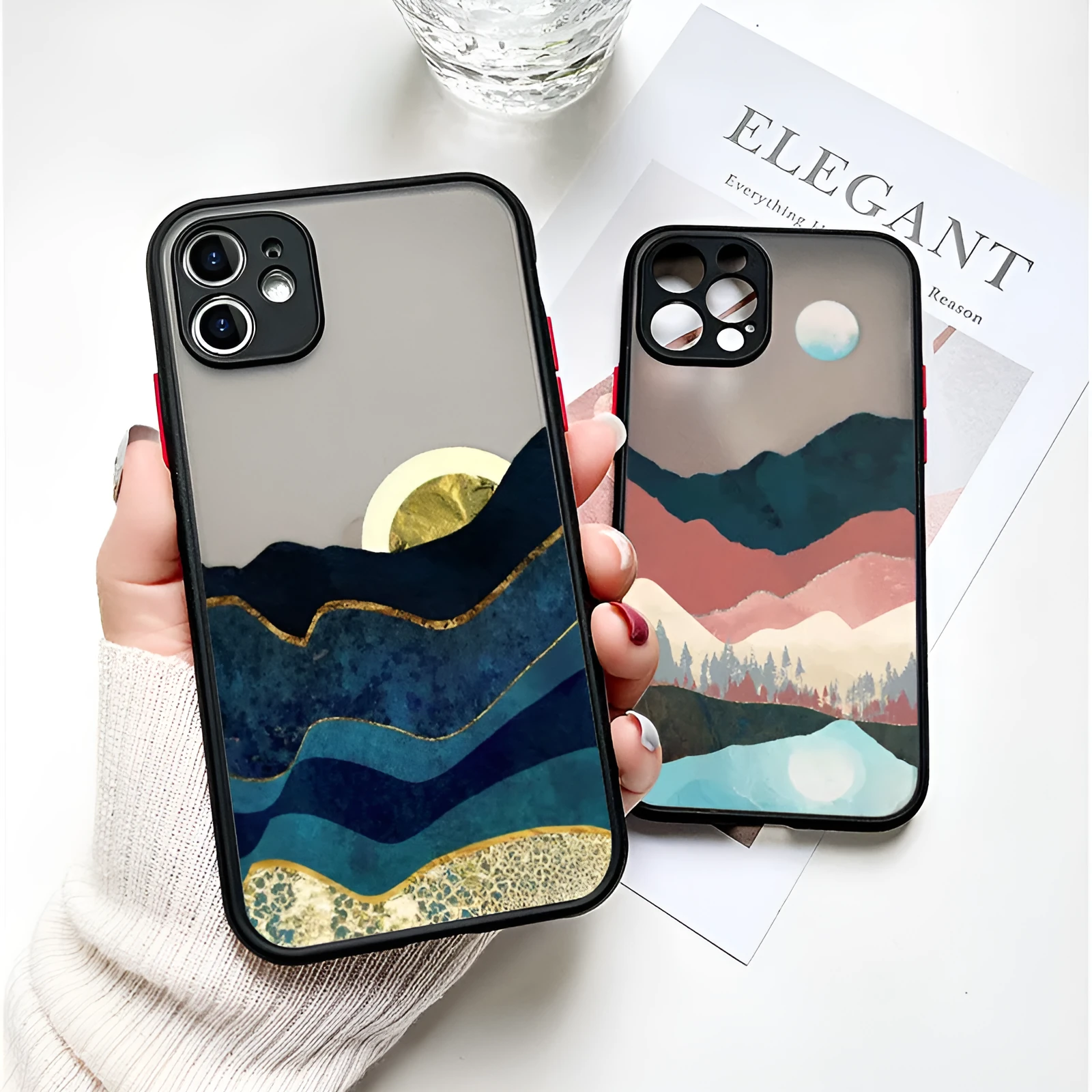 Retro oil painting black TPU phone case for iPhone showing artistic design