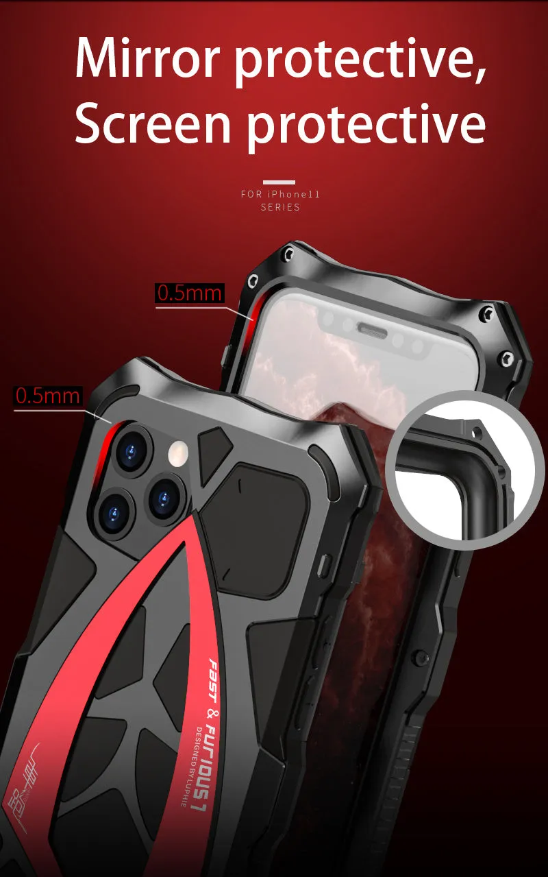 Metal camouflage phone case for iPhone 12 Pro Max 13 Pro showing back cover design