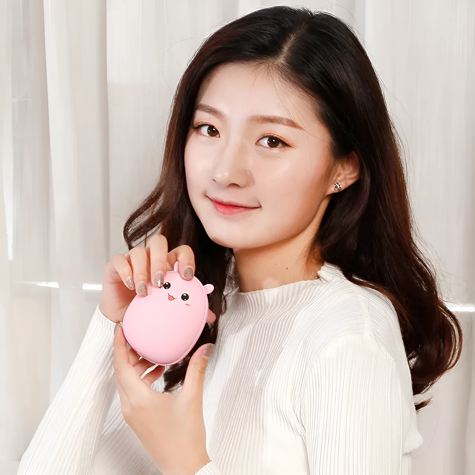 Multifunctional hand warmer with 2600mAh power bank in brown, 10.5x8x5cm portable heater