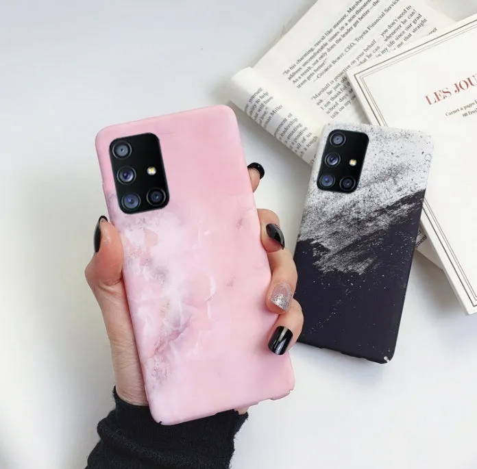 Frosted marble PC phone case for Samsung Galaxy, black white colour option