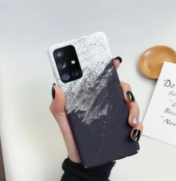 Frosted marble PC phone case for Samsung Galaxy, black white colour option