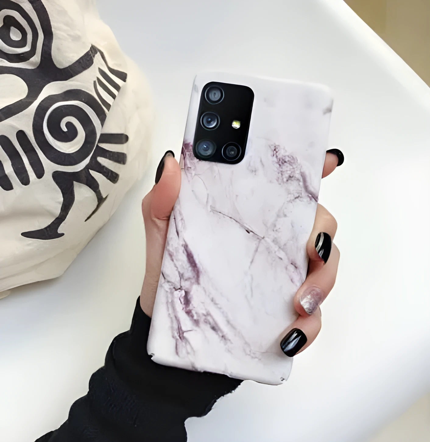 Frosted marble PC phone case for Samsung Galaxy, black white colour option