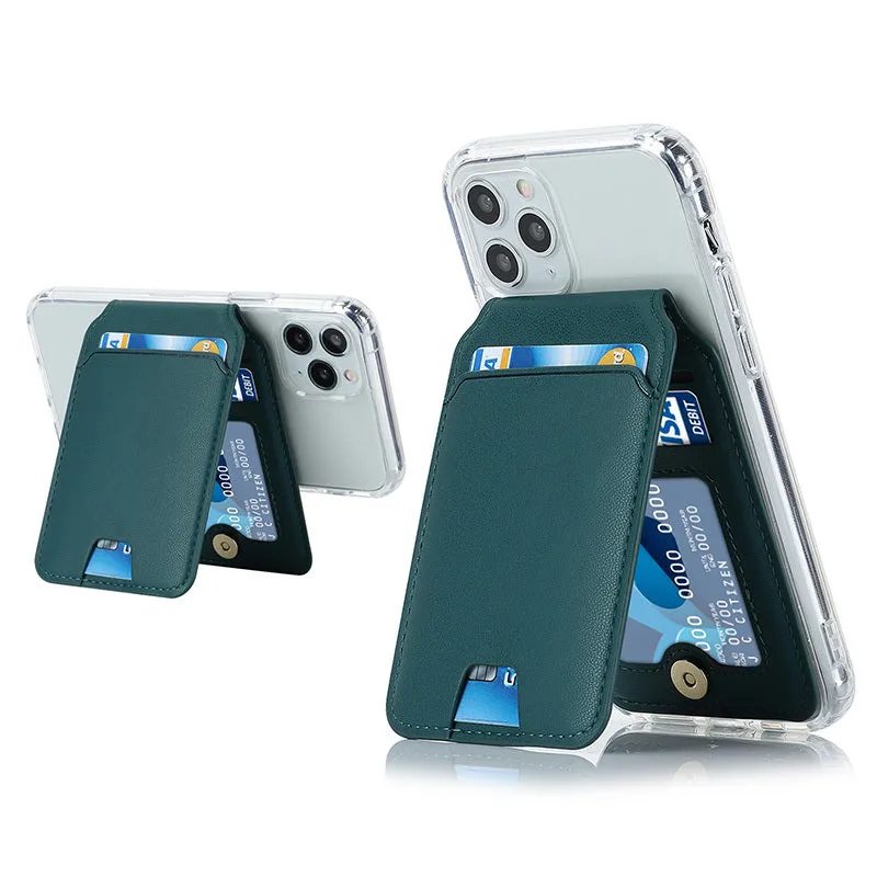 Magnetic card holder phone case for iPhone showing card slot on back, available in multiple colours