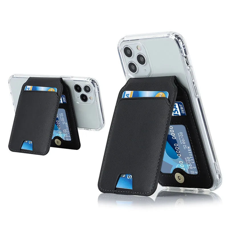 Magnetic card holder phone case for iPhone showing card slot on back, available in multiple colours