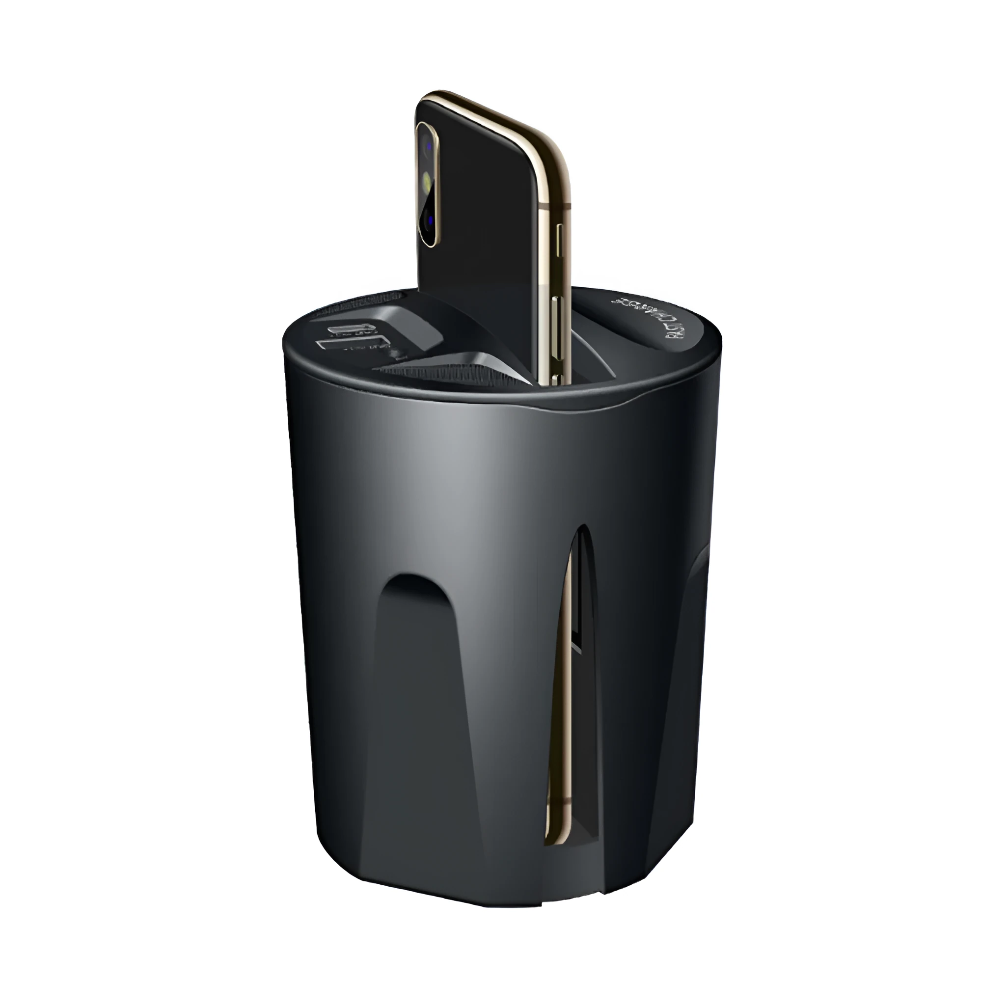 Car multifunctional two-in-one wireless charger in black with X8 model number 12V input and 5V output