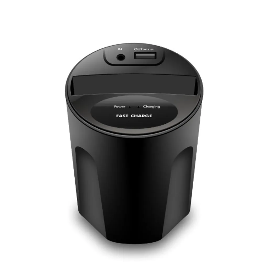 Car multifunctional two-in-one wireless charger in black with X8 model number 12V input and 5V output