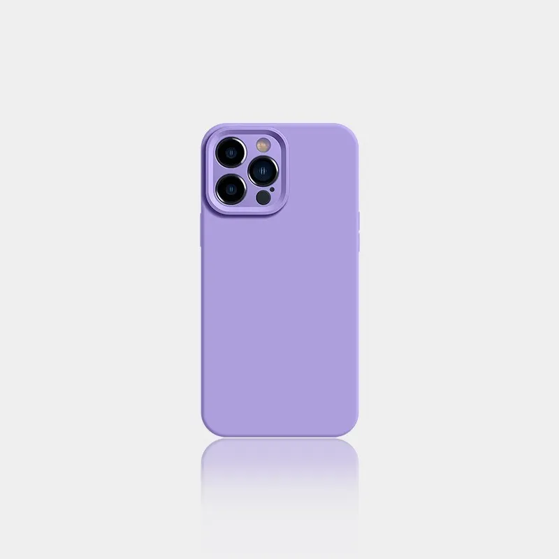 Liquid silicone solid colour phone case for iPhone 14 with anti-slip grip and full coverage back