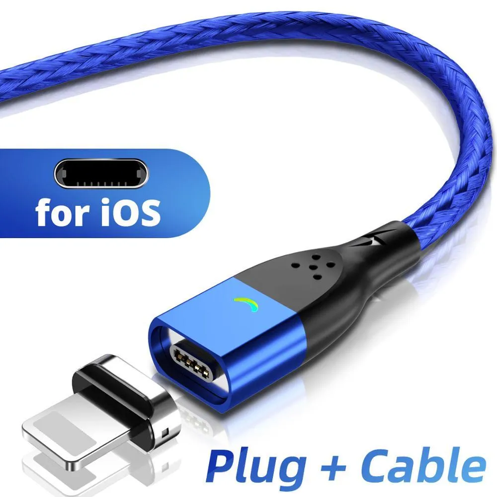 Household simple fast charging magnetic data cable with Android suction head in blue, 1M length
