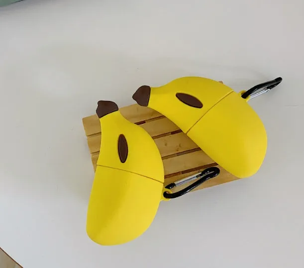 Yellow banana design silicone protective case for compatible AirPods Pro wireless headphones
