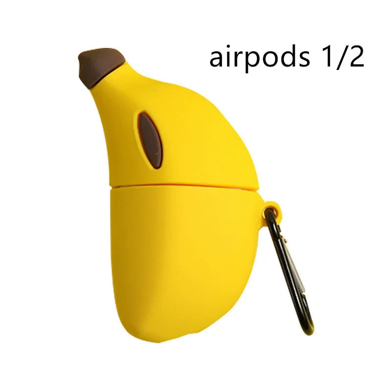 Yellow banana design silicone protective case for compatible AirPods Pro wireless headphones