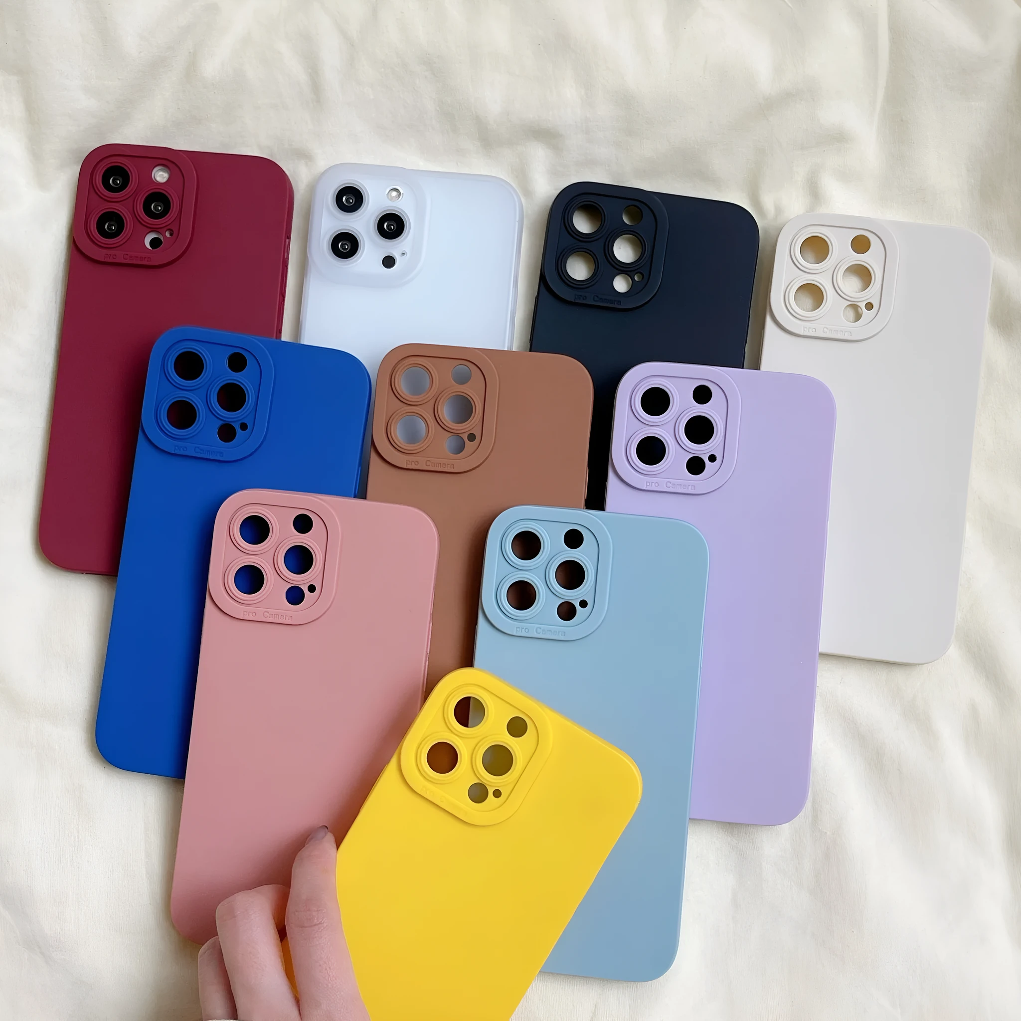 Solid matte silicone phone case for iPhone with frosted finish, available in multiple colours