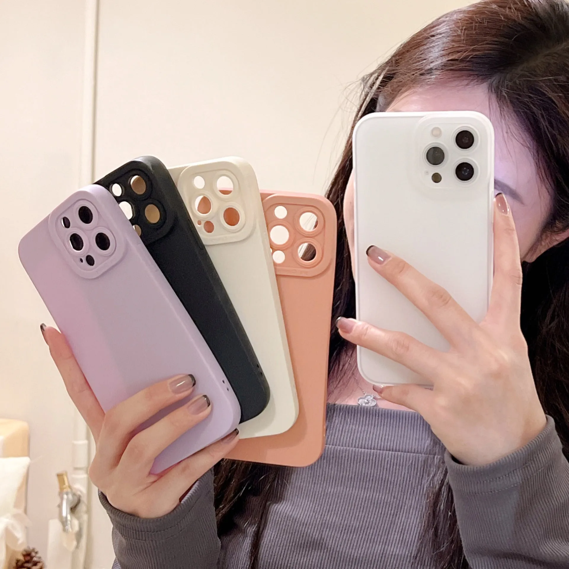 Solid matte silicone phone case for iPhone with frosted finish, available in multiple colours