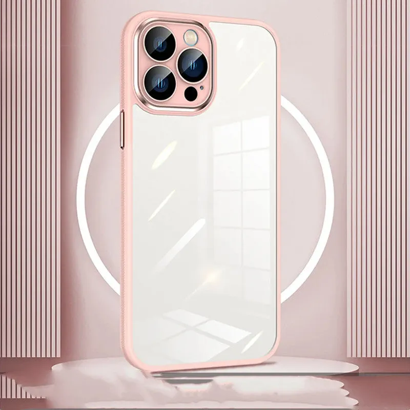 Creative Acrylic HD phone case hard protector for iPhone 12 13 14 series solid colour black