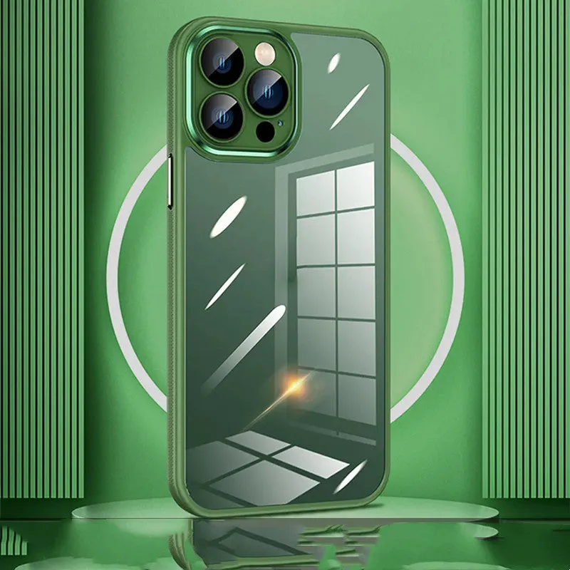 Creative Acrylic HD phone case hard protector for iPhone 12 13 14 series solid colour black