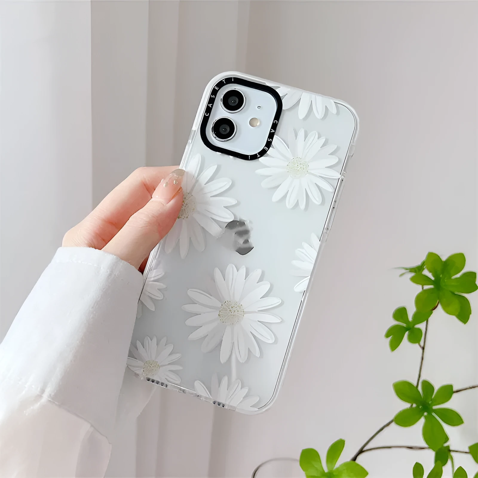 High transparent TPU mobile phone case with summer flower print and fall-proof protection for iPhone