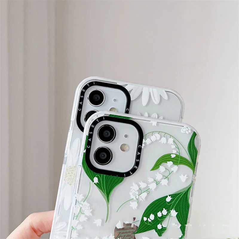 High transparent TPU mobile phone case with summer flower print and fall-proof protection for iPhone