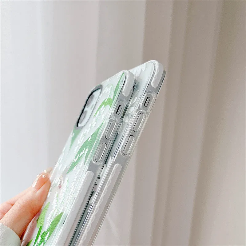 High transparent TPU mobile phone case with summer flower print and fall-proof protection for iPhone