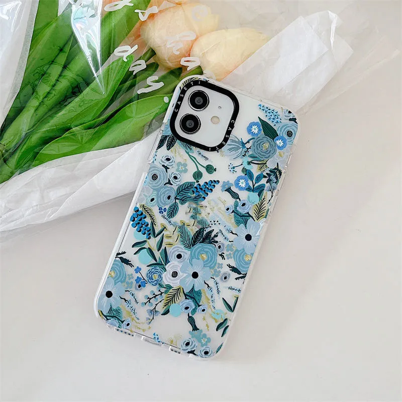 High transparent TPU mobile phone case with summer flower print and fall-proof protection for iPhone