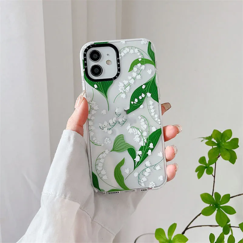 High transparent TPU mobile phone case with summer flower print and fall-proof protection for iPhone