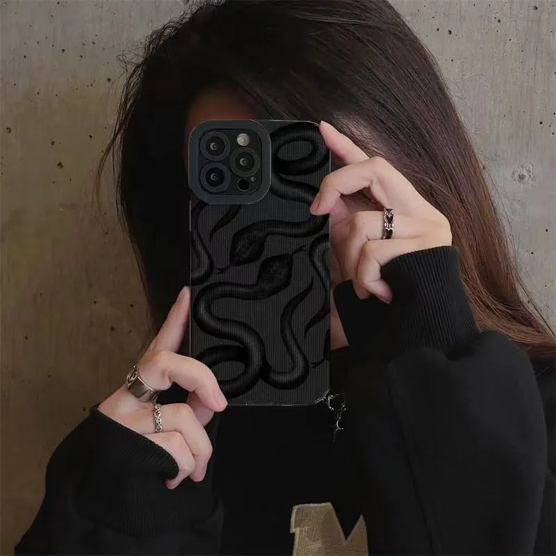 Dark cartoon imitation leather phone case for iPhone with black and zebra stripe colour options