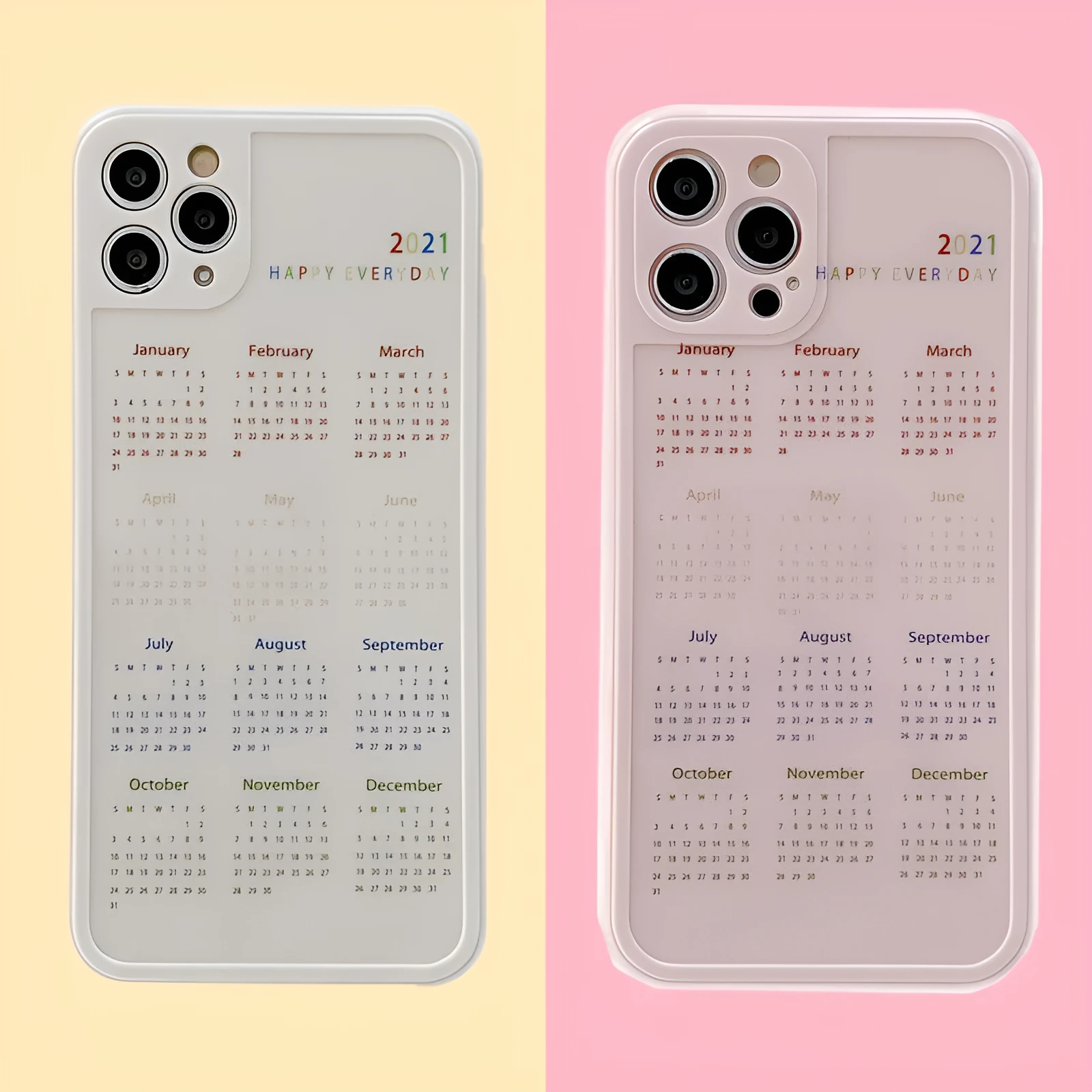 Calendar themed TPU back cover phone case for iPhone 11 in light foundation colour, simple design