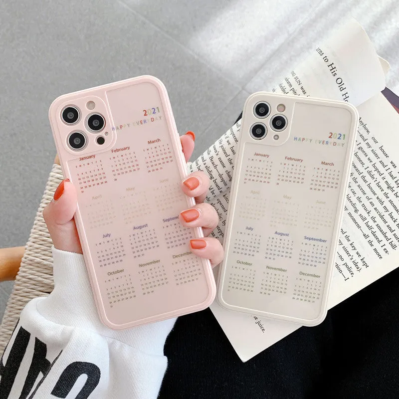 Calendar themed TPU back cover phone case for iPhone 11 in light foundation colour, simple design