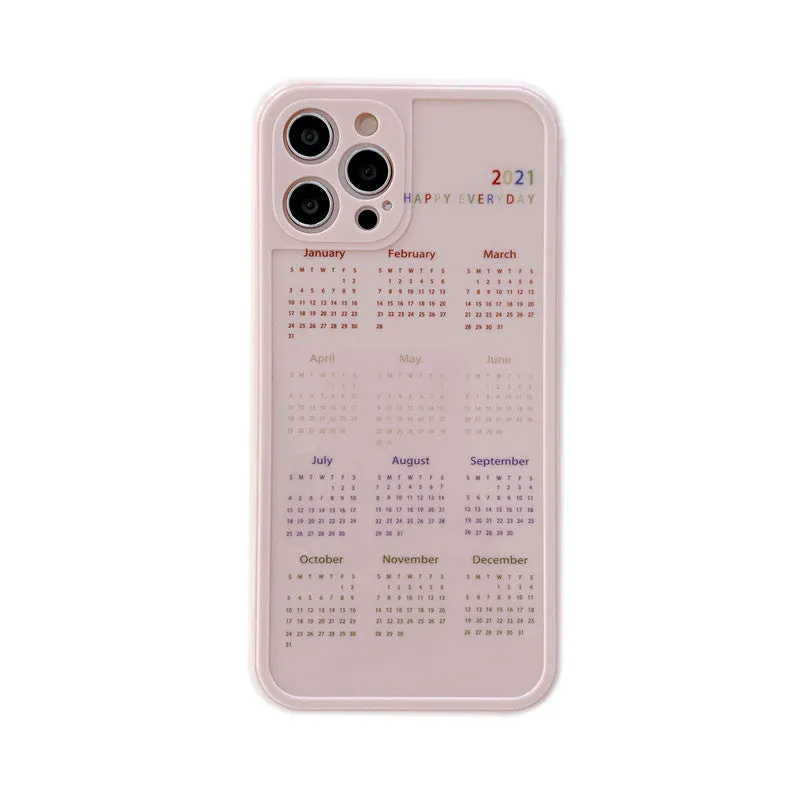 Calendar themed TPU back cover phone case for iPhone 11 in light foundation colour, simple design