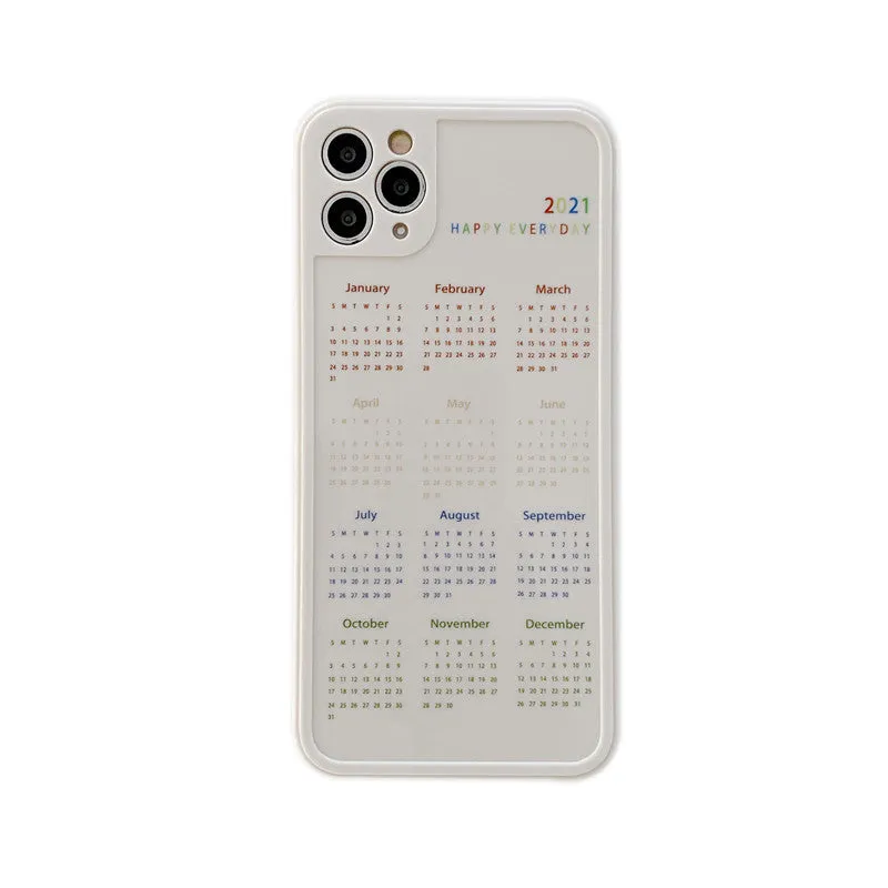 Calendar themed TPU back cover phone case for iPhone 11 in light foundation colour, simple design