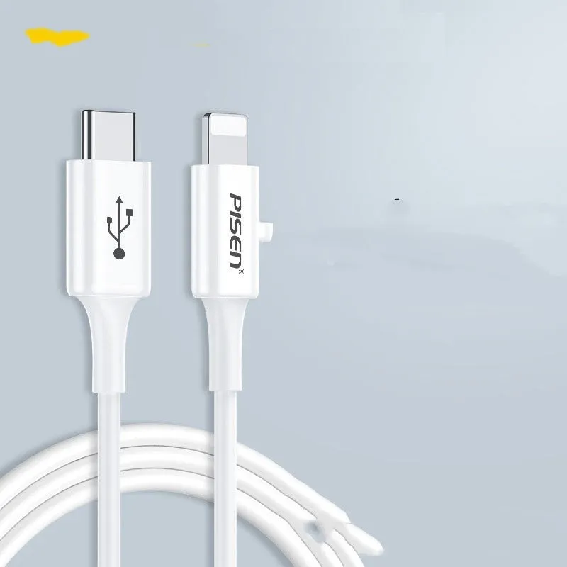 White PD fast charger cable single line Type-C PVC cord for Apple devices, available in multiple lengths
