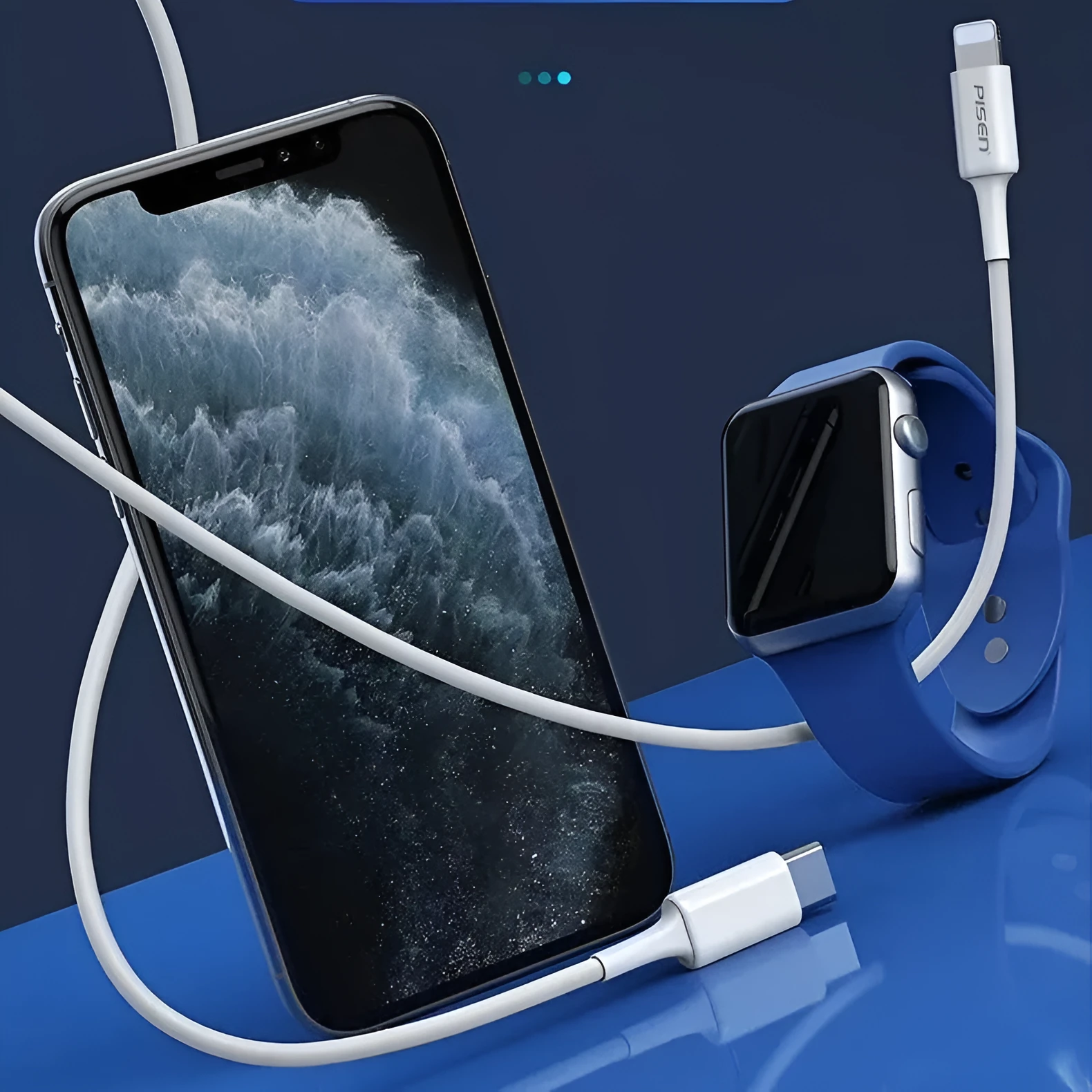 White PD fast charger cable single line Type-C PVC cord for Apple devices, available in multiple lengths