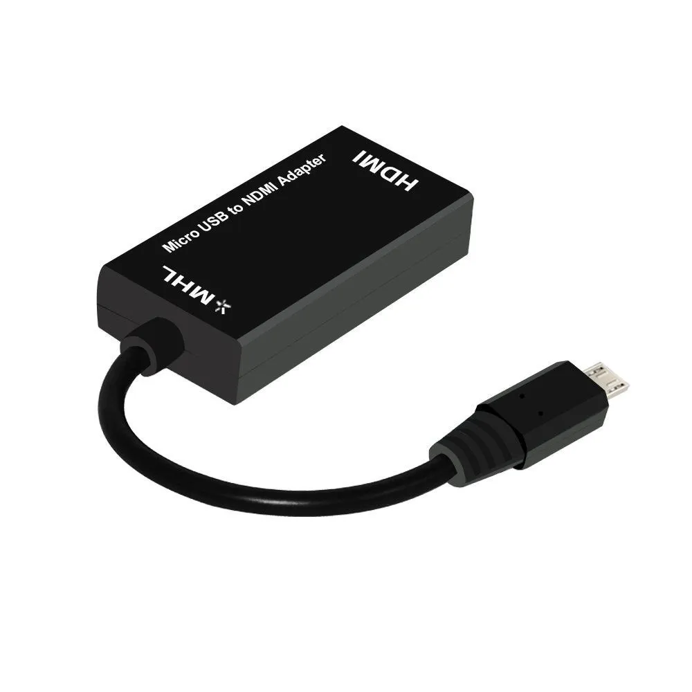 Black Micro USB to HDMI adapter with three ports for HD conversion from mobile device to TV