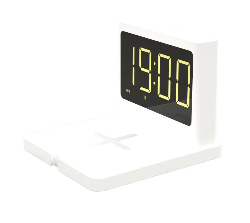 Clock wireless charging fast wireless charger with black finish, showing clock display and Type-C input port