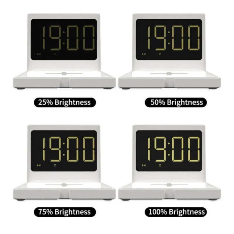 Clock wireless charging fast wireless charger with black finish, showing clock display and Type-C input port