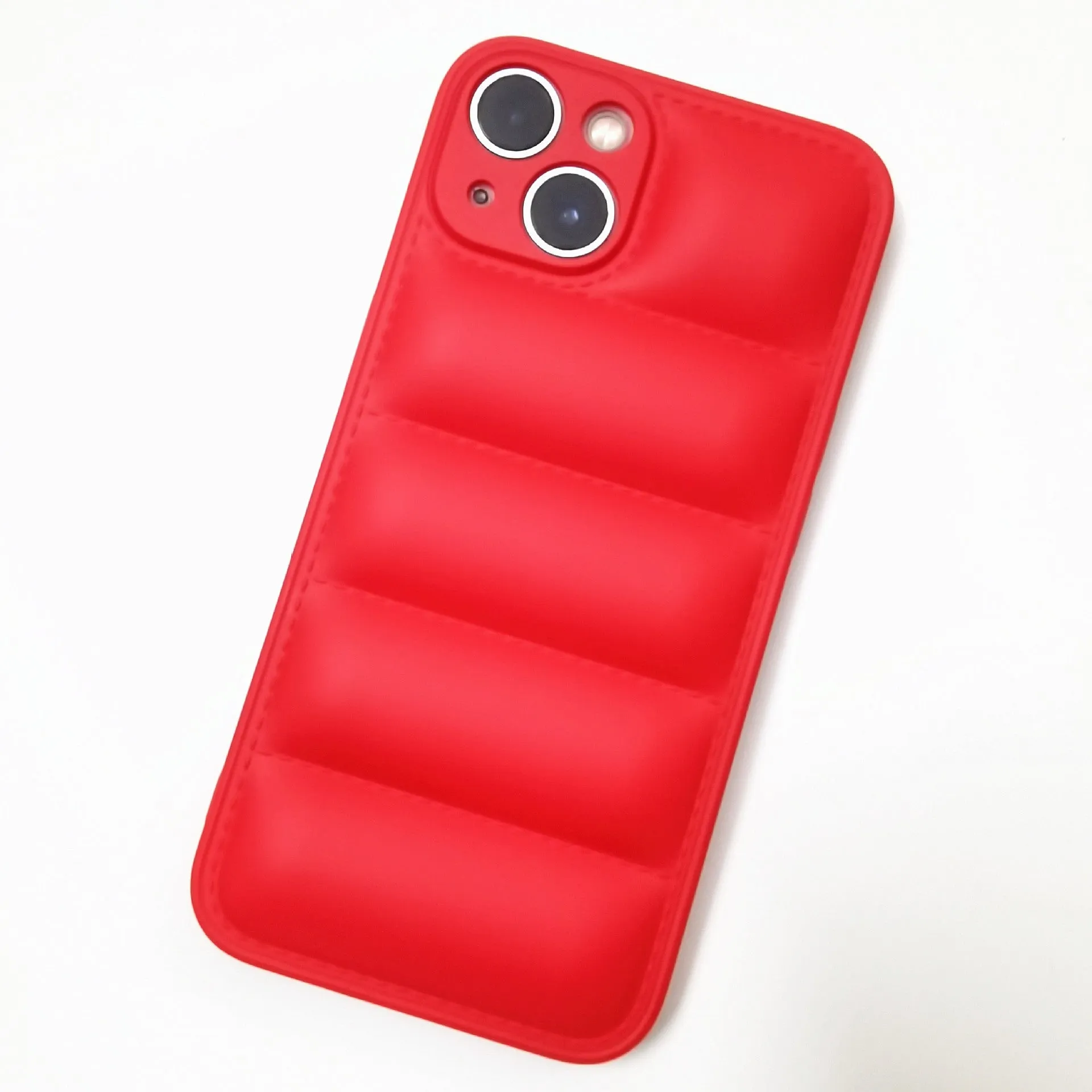 Solid colour down jacket texture TPU phone case for iPhone, shockproof back cover in Dark Night Purple