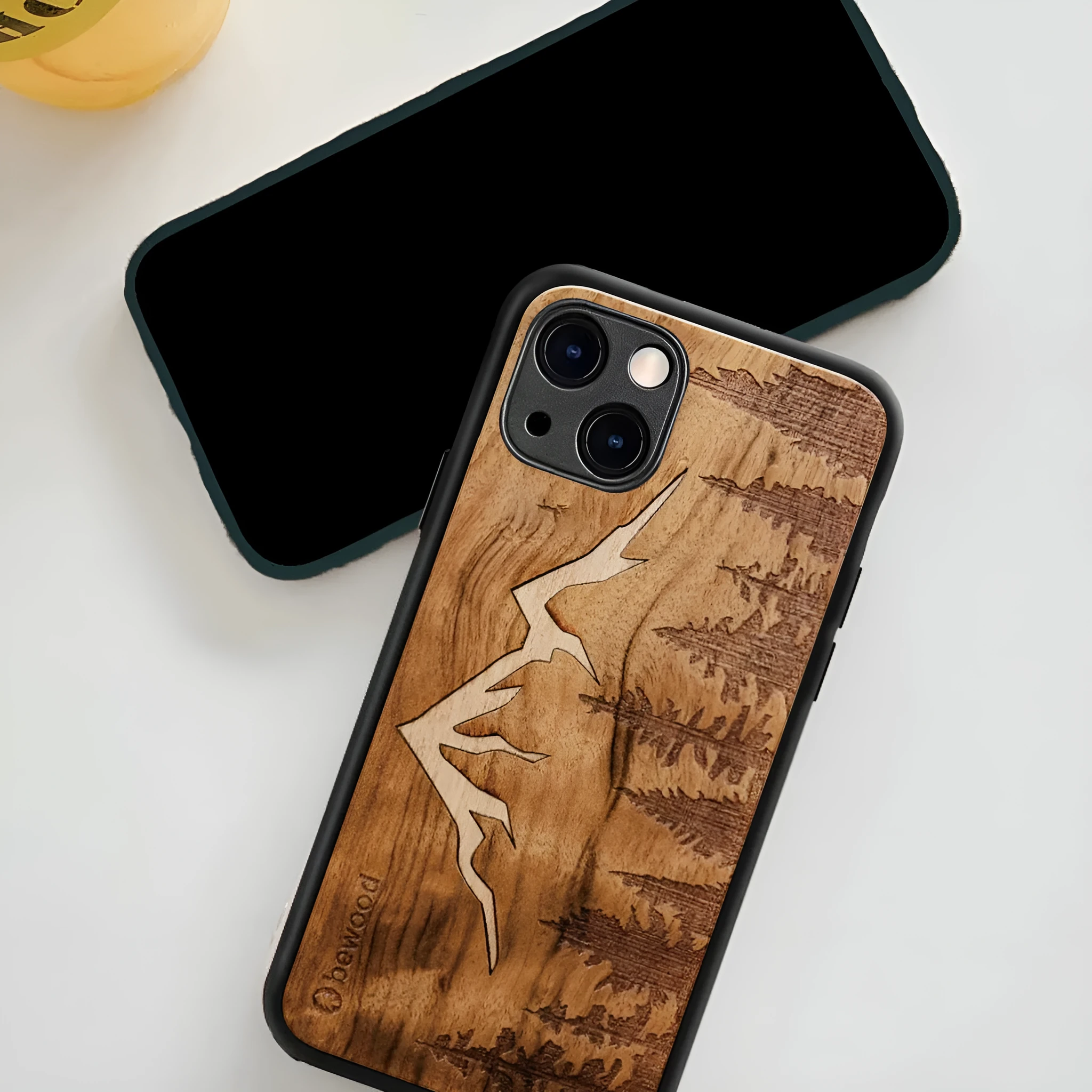 Solid wood grain tempered glass iPhone back cover with European American style wood grain design