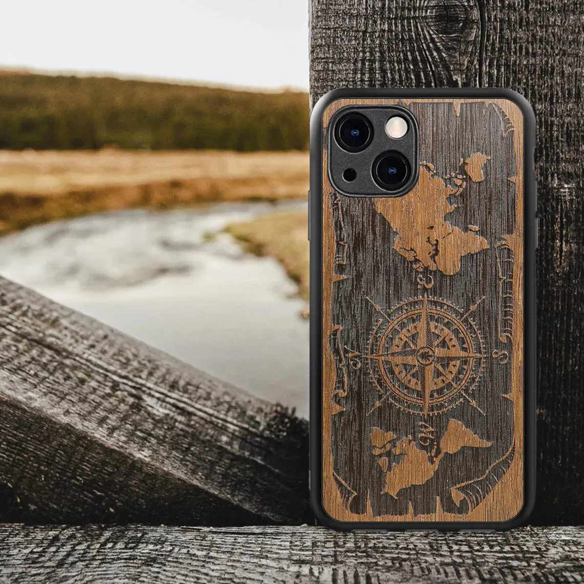 Solid wood grain tempered glass iPhone back cover with European American style wood grain design