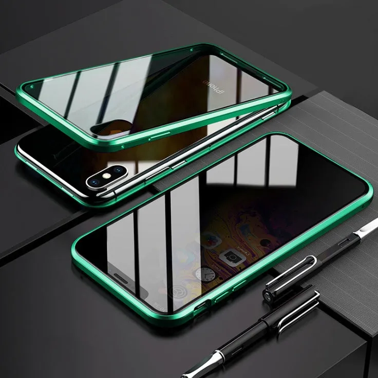 Anti-peeping magnetic clamshell phone case for Samsung Galaxy with double-sided glass in black colour