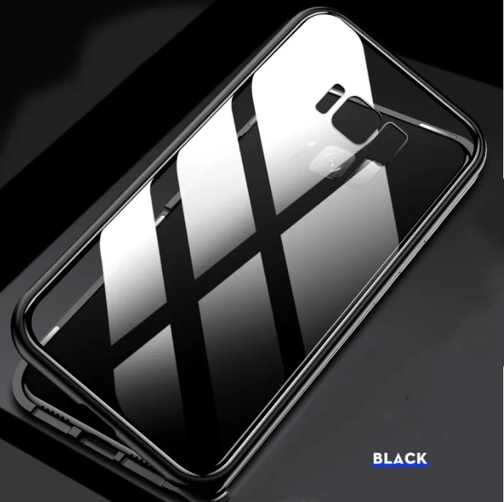 Anti-peeping magnetic clamshell phone case for Samsung Galaxy with double-sided glass in black colour