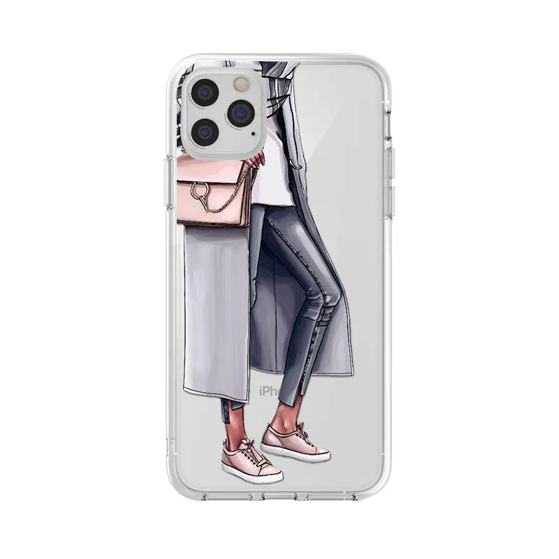 Women's painted TPU back cover phone case for iPhone XR and Samsung series in colour 40233.