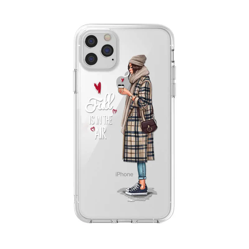 Women's painted TPU back cover phone case for iPhone XR and Samsung series in colour 40233.