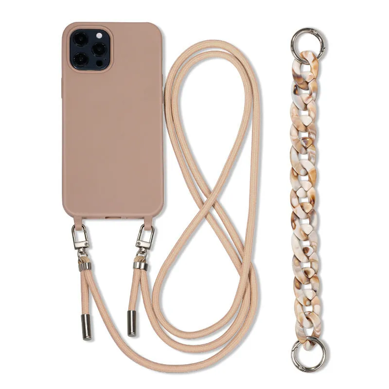Gray TPU lanyard phone case for iPhone and Samsung back cover