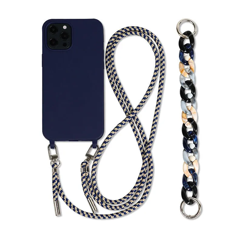 Gray TPU lanyard phone case for iPhone and Samsung back cover