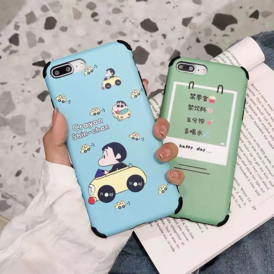 Cartoon frosted TPU phone case for iPhone, solid colour back cover, compatible with Apple iPhone models